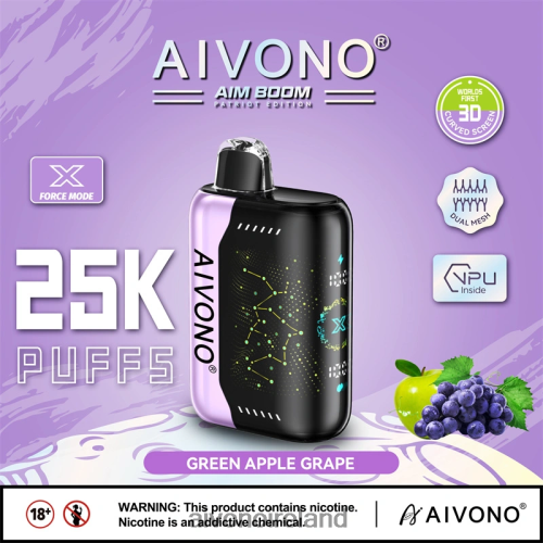 Aivono AIM BOOM 25000 Green Apple Grape V0F6L4346 - Aivono Vape Review