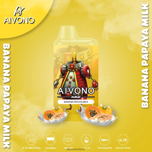 Aivono AIM MAGIC 5800 Mouth Box Cigarette Banana Papaya Milk V0F6L494 - Aivono Vape Review