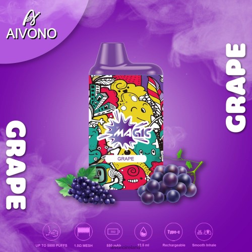 Aivono AIM MAGIC 5800 Mouth Box Cigarette Grape V0F6L492 - Aivono Vape Ireland