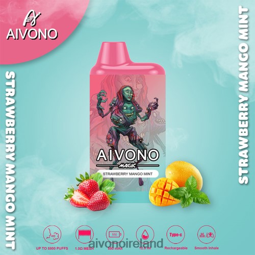 Aivono AIM MAGIC 5800 Mouth Box Cigarette Strawberry Mango Mint V0F6L497 - Aivono Ireland