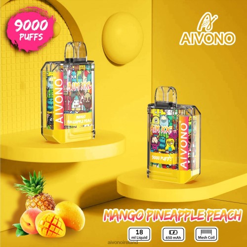 Aivono AIM XXL 9000 Mouth Sticker Transparent Mango Pineapple Peach V0F6L449 - Aivono Ireland