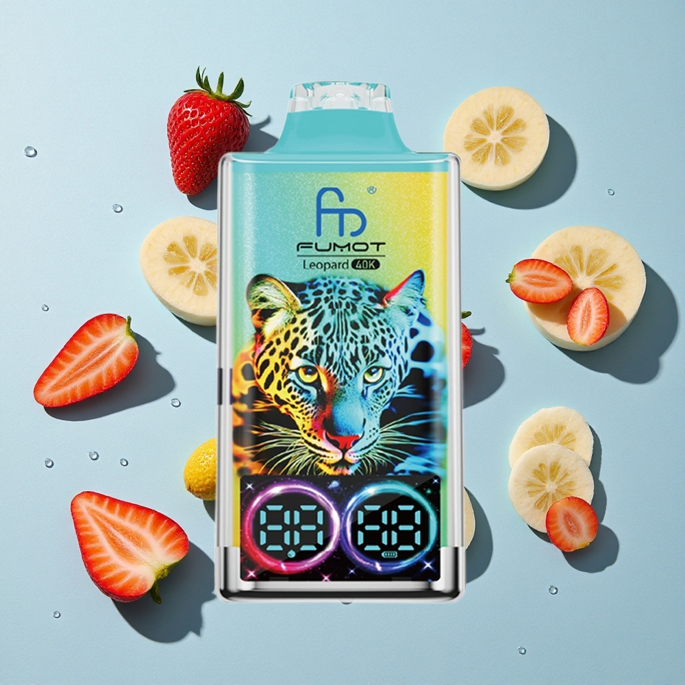Fumot Leopard 40000 Puffs Strawberry Banana Ireland Vape Wholesale Dual Mesh