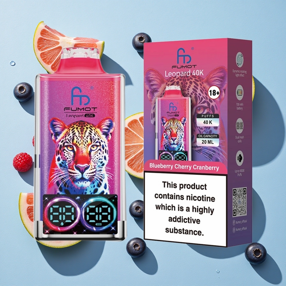 Fumot Leopard 40K Puffs Blueberry Cherry Cranberry 0235 Nicotine Ireland Vape Wholesale