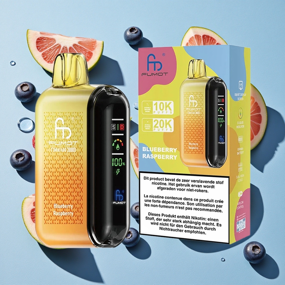 Fumot Tornado 20000 Puffs Blueberry Raspberry Ireland Vape Wholesale Dual Mesh