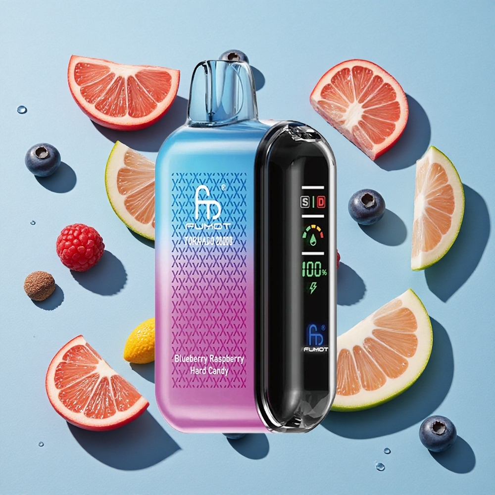 Fumot Tornado 20000 Puffs Blueberry Raspberry Ireland Vape Wholesale Dual Mesh Coil