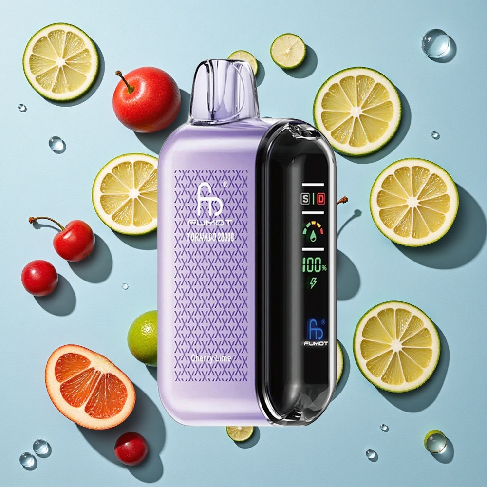 Fumot Tornado 20000 Puffs Cherry Lime Ireland Vape Wholesale Dual Mesh Coil