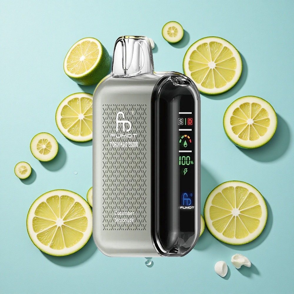 Fumot Tornado 20000 Puffs Cucumber Lemonade Ireland Vape Wholesale Dual Mesh Coil