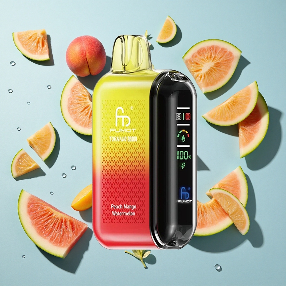 Fumot Tornado 20000 Puffs Peach Mango Watermelon Ireland Vape Wholesale Dual Mesh Coil