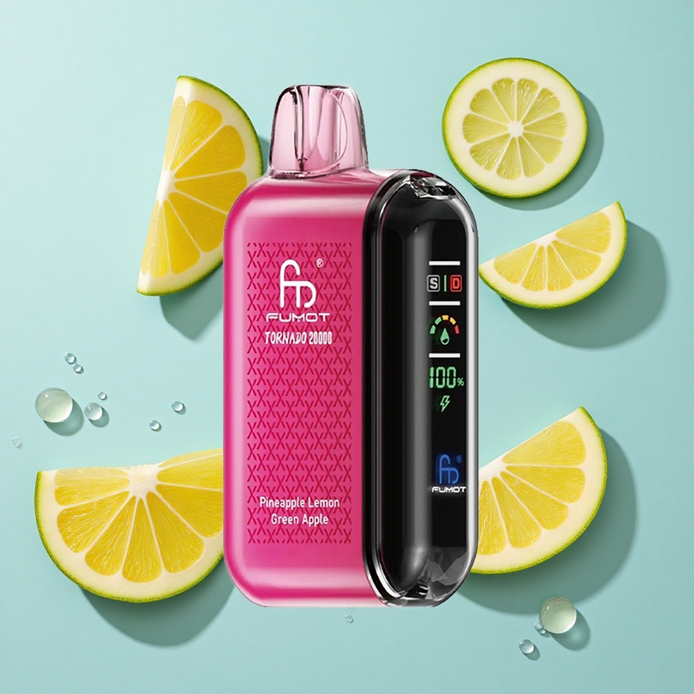 Fumot Tornado 20000 Puffs Pineapple Lemon Green Apple Ireland Vape Wholesale Dual Mesh Coil