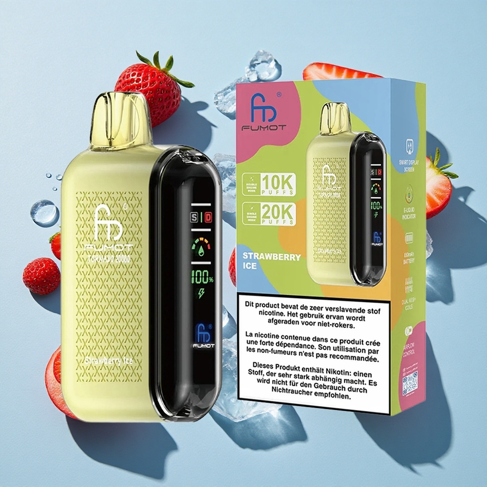 Fumot Tornado 20000 Puffs Strawberry Ice Dual Mesh Ireland Vape Wholesale