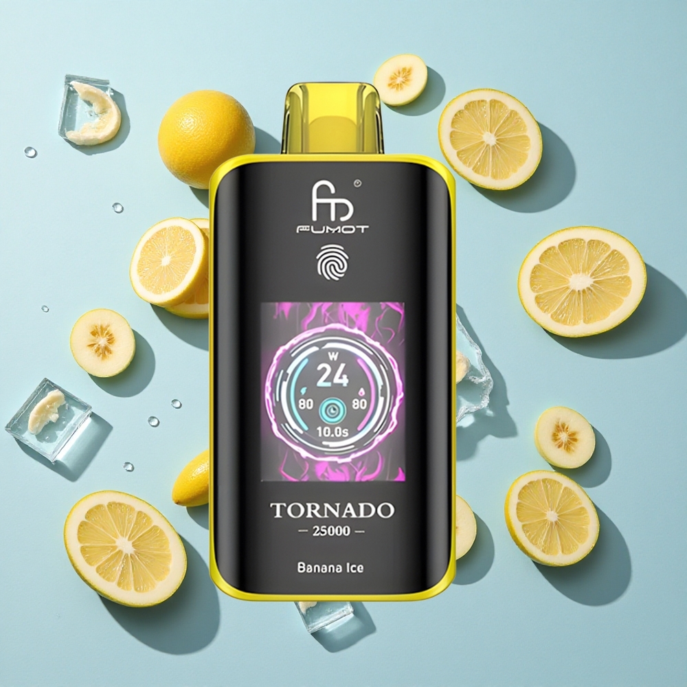 Fumot Tornado 25000 Puffs Banana Ice Ireland Vape Wholesale HD Screen