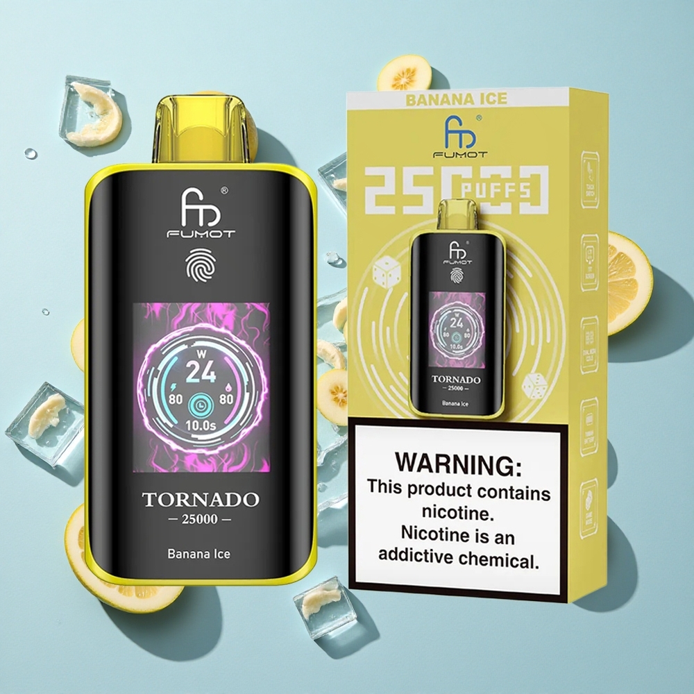 Fumot Tornado 25000 Puffs Banana Ice Ireland Vape Wholesale HD Screen