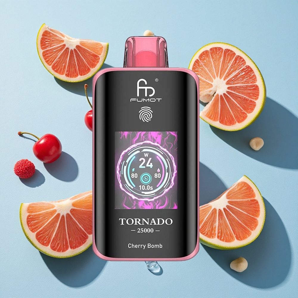 Fumot Tornado 25000 Puffs Cherry Bomb Ireland Vape Wholesale HD Screen