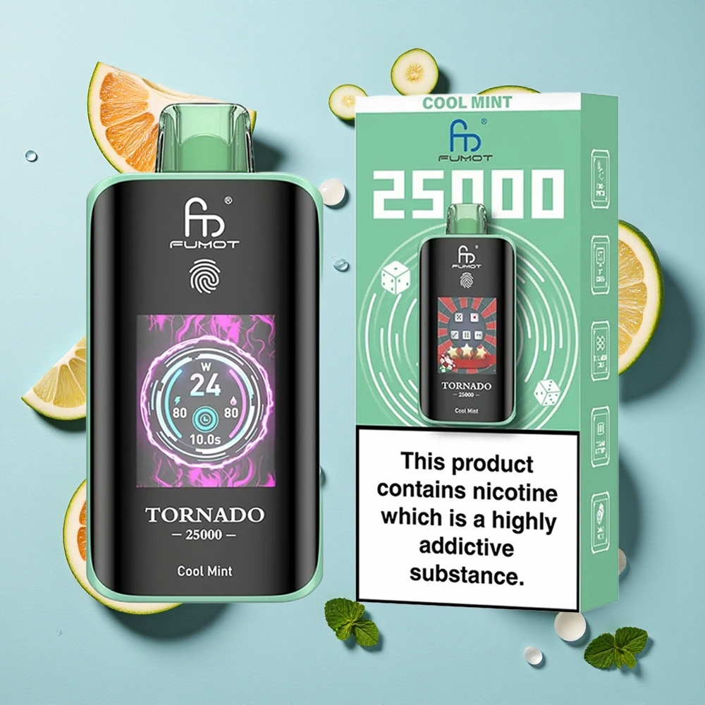 Fumot Tornado 25000 Puffs Cool Mint Ireland Vape Wholesale HD Screen