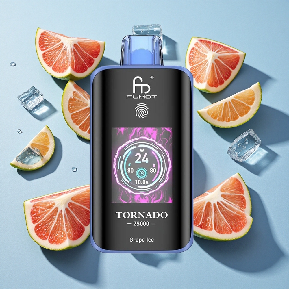 Fumot Tornado 25000 Puffs Grape Ice Ireland Vape Wholesale HD Screen