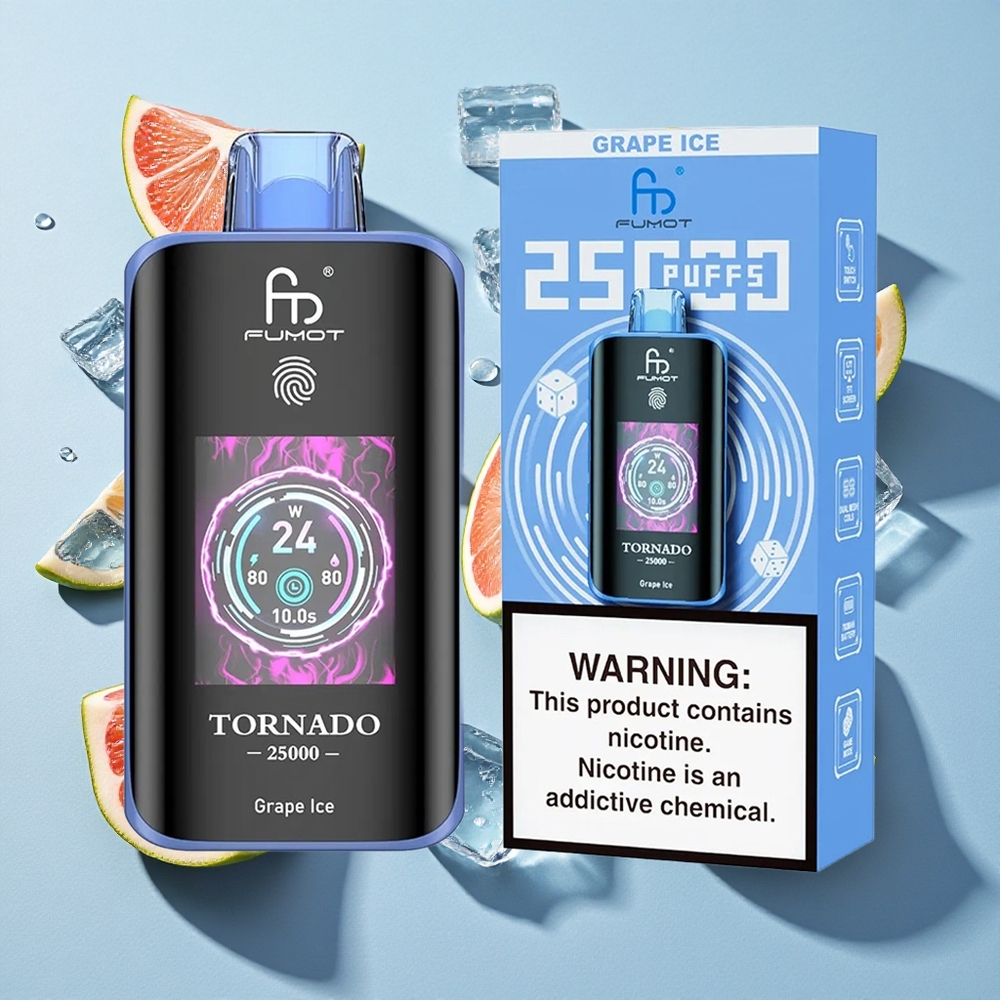 Fumot Tornado 25000 Puffs Grape Ice Ireland Vape Wholesale HD Screen