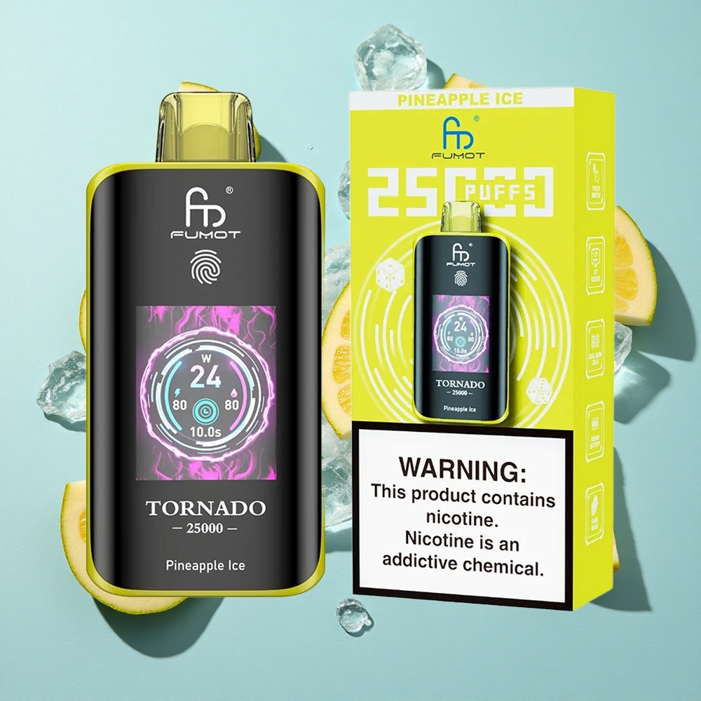 Fumot Tornado 25000 Puffs Pineapple Ice Ireland Vape Wholesale HD Screen