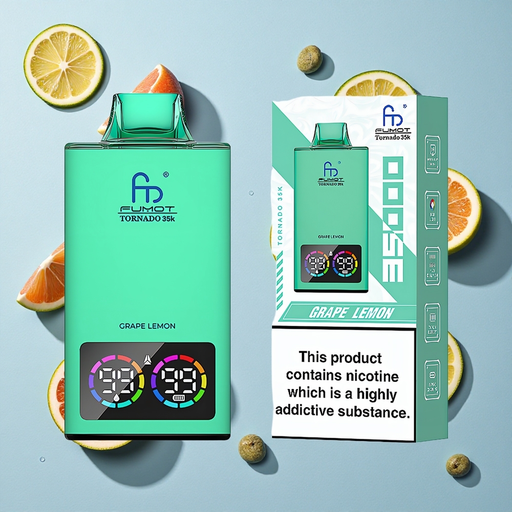Fumot Tornado 35000 Grape Lemon Ireland Vape Wholesale Dual Mesh Coil