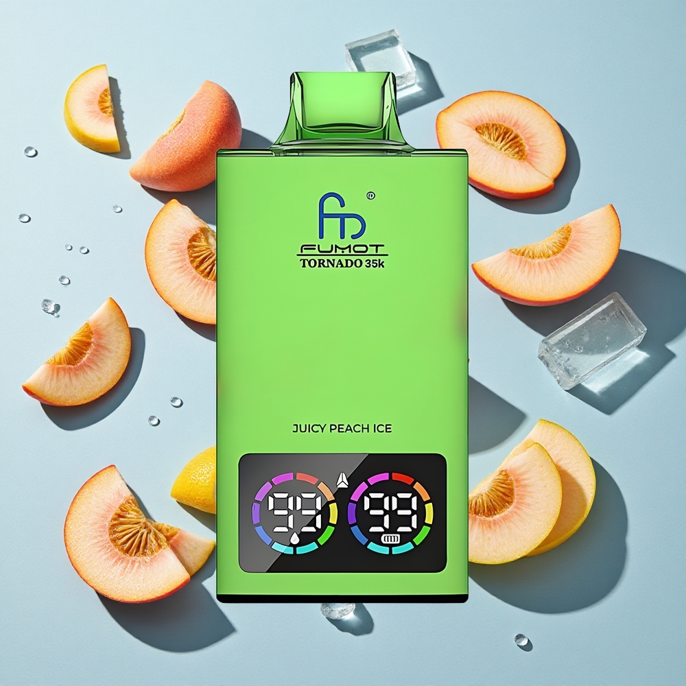 Fumot Tornado 35000 Juicy Peach Ice 15ml Ireland Vape Wholesale USB-C