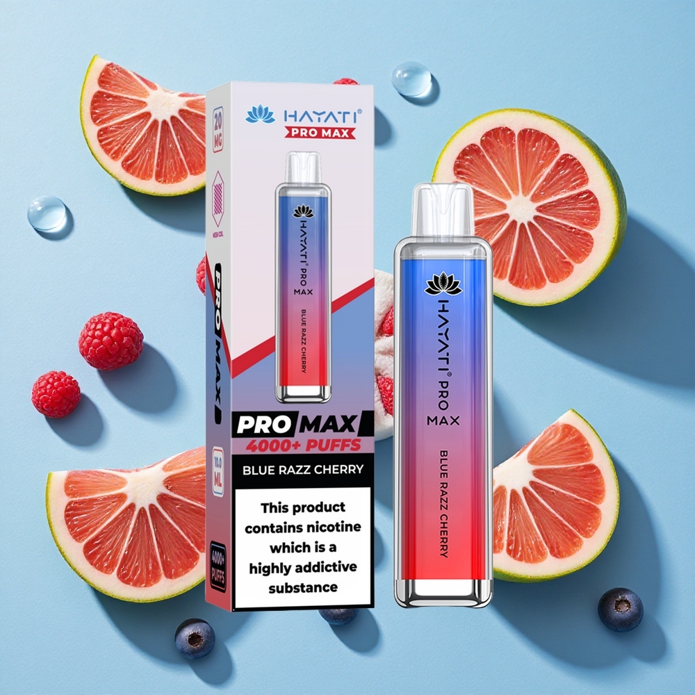 Hayati Pro Max 4000 Puffs Blue Razz Cherry Rechargeable Ireland Vape Wholesale
