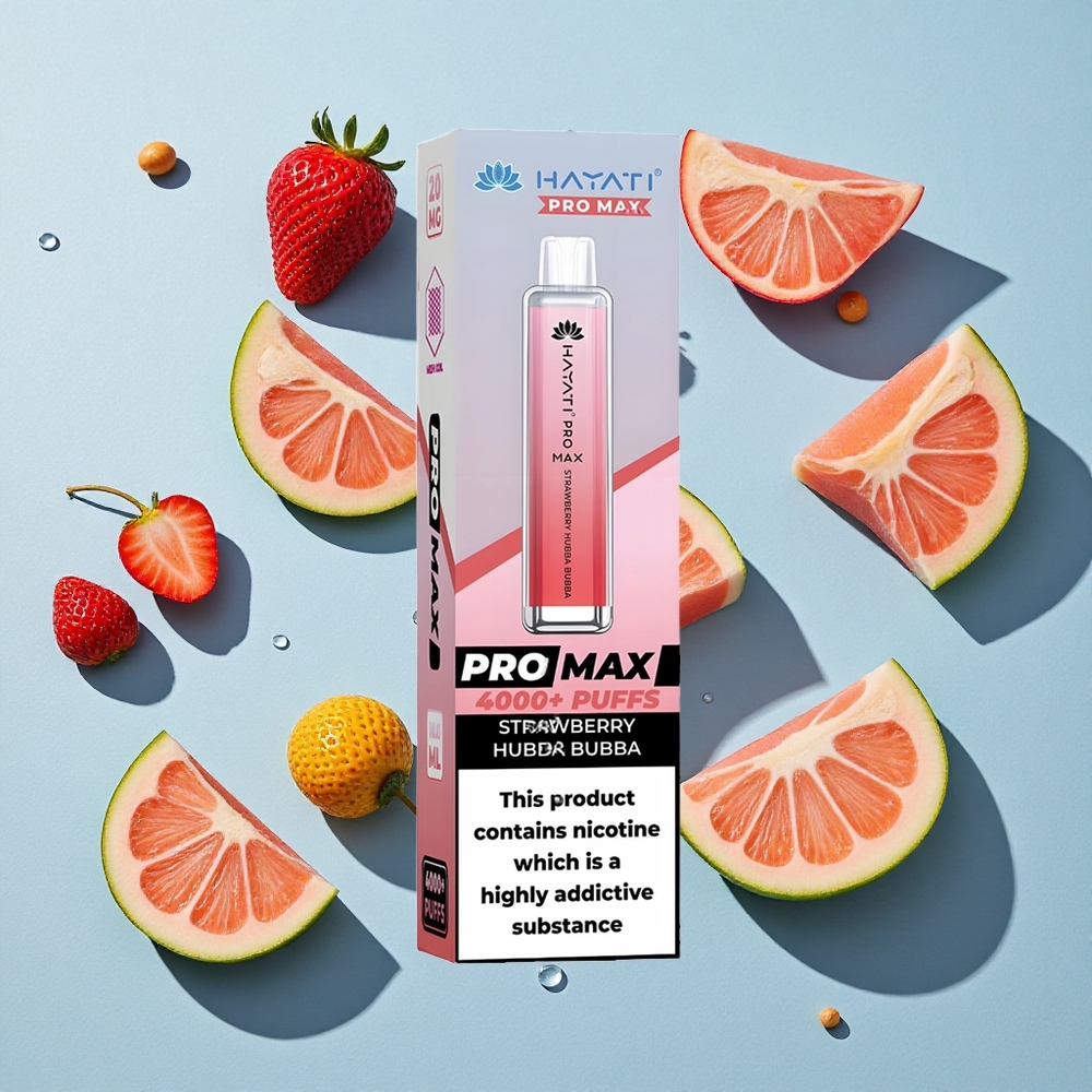 Hayati Pro Max 4000 Puffs Strawberry Hubba Bubba Ireland Vape Wholesale Rechargeable