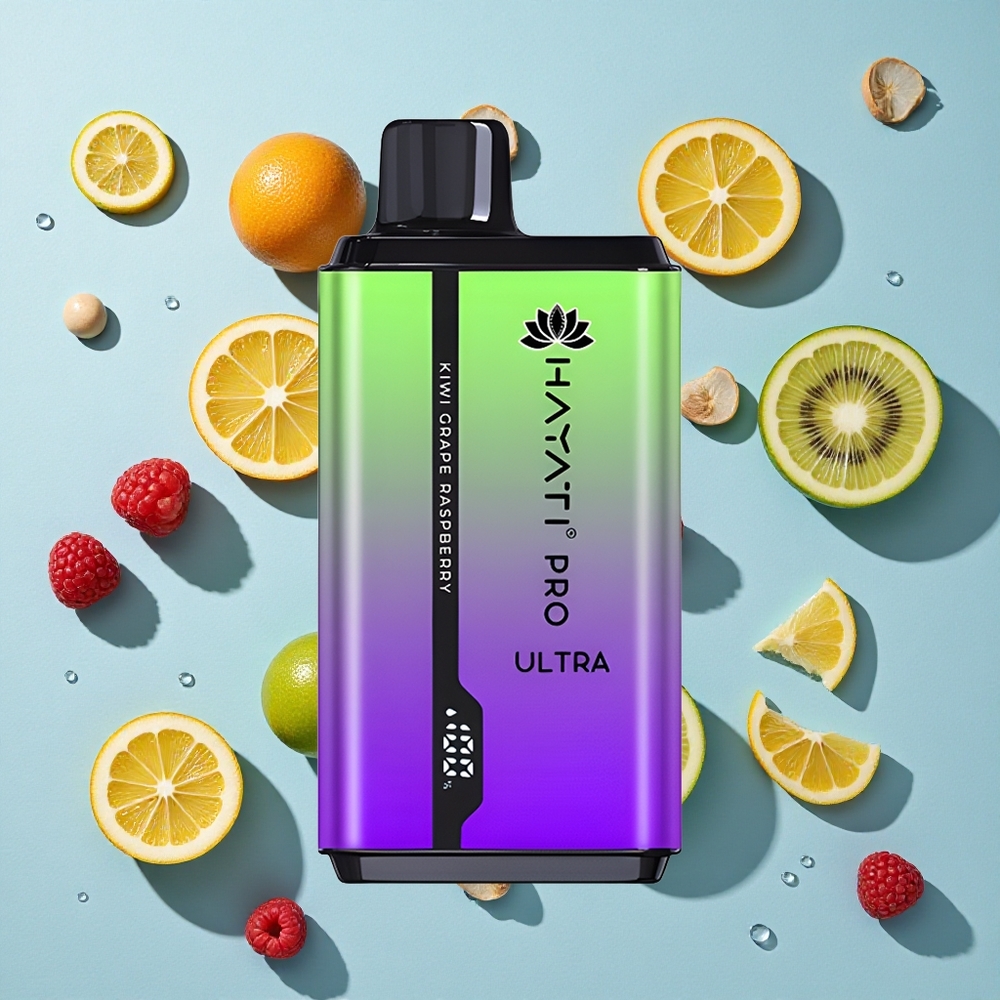 Hayati Pro Ultra 15000 Puffs Kiwi Grape Raspberry Ireland Vape Wholesale