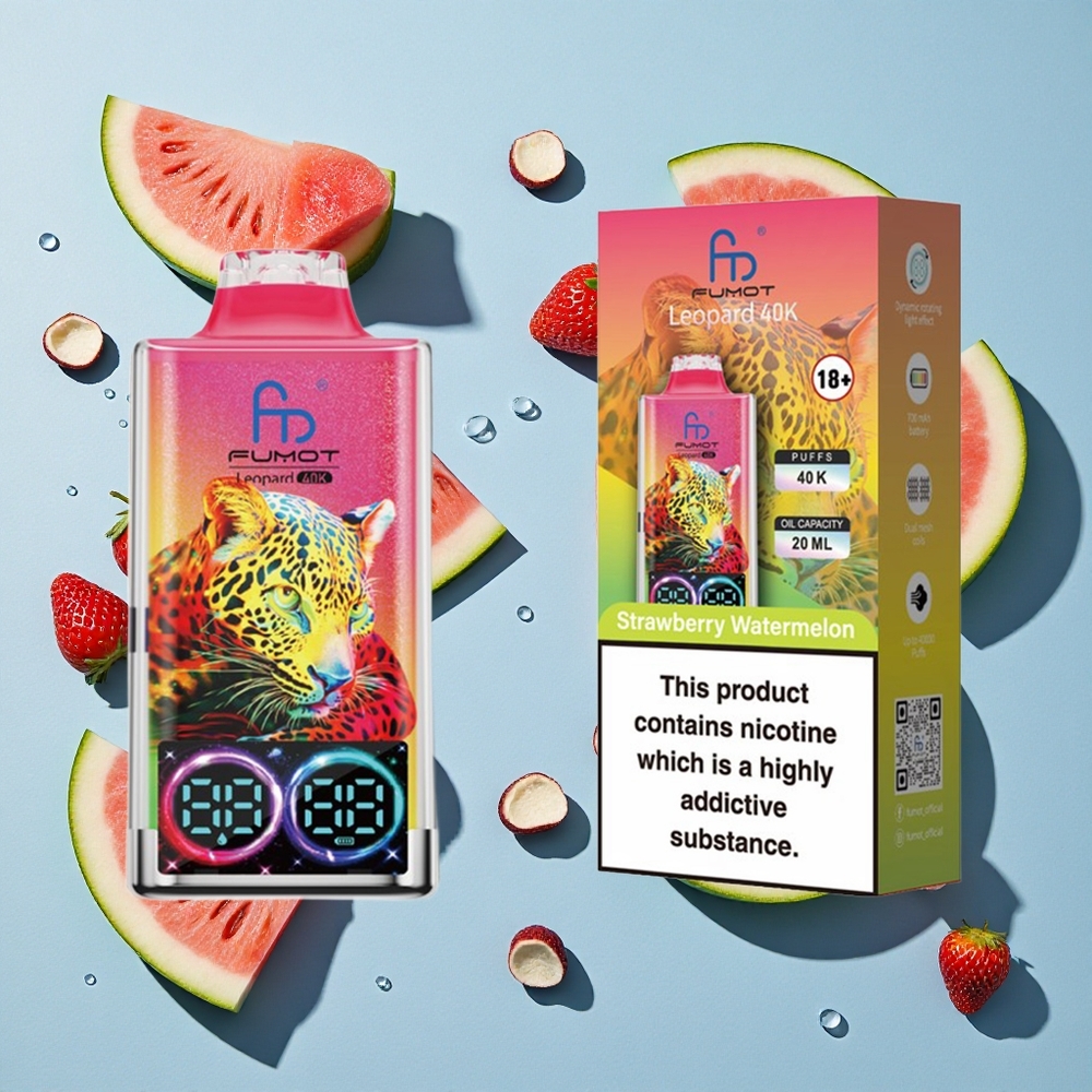 Fumot Leopard 40K Puffs Strawberry Watermelon Ireland Vape Wholesale Dual Mesh
