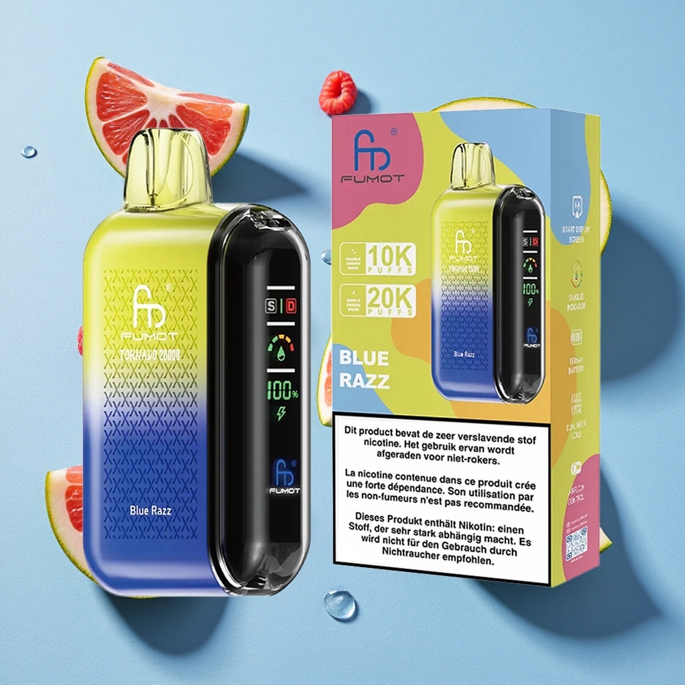 Fumot Tornado 20000 Puffs Blue Razz Ireland Vape Wholesale Dual Mesh Coil