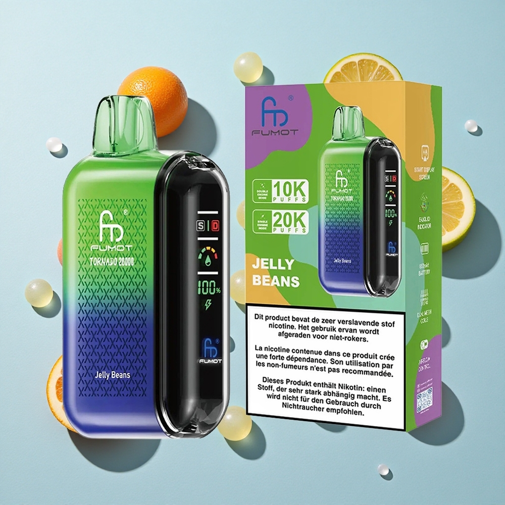 Fumot Tornado 20000 Puffs Jelly Beans Ireland Vape Wholesale Dual Mesh