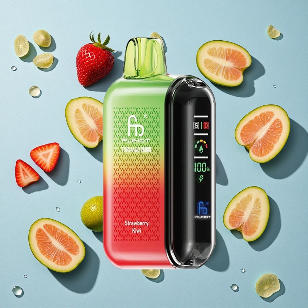 Fumot Tornado 20000 Puffs Strawberry Kiwi Ireland Vape Wholesale Dual Mesh