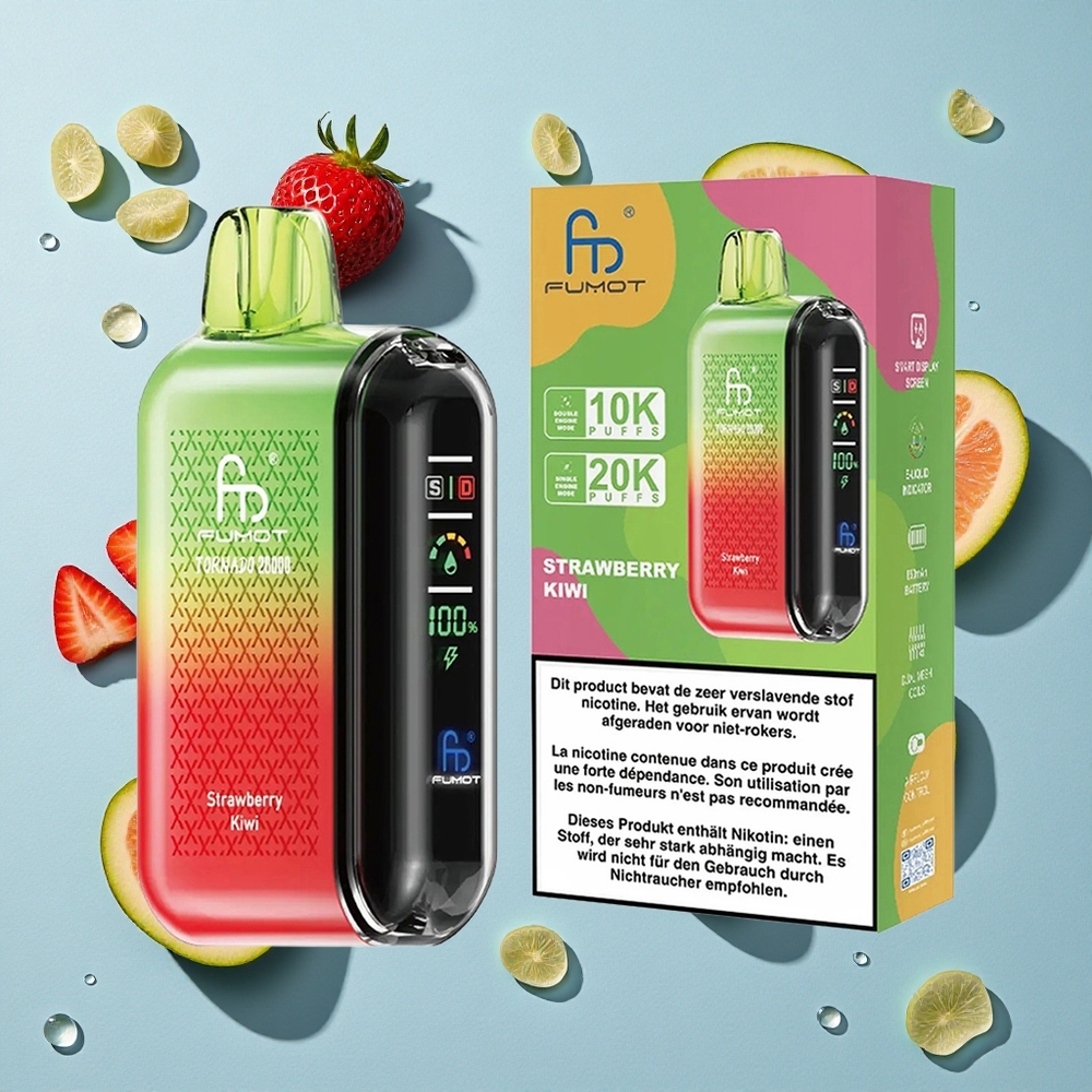 Fumot Tornado 20000 Puffs Strawberry Kiwi Ireland Vape Wholesale Dual Mesh