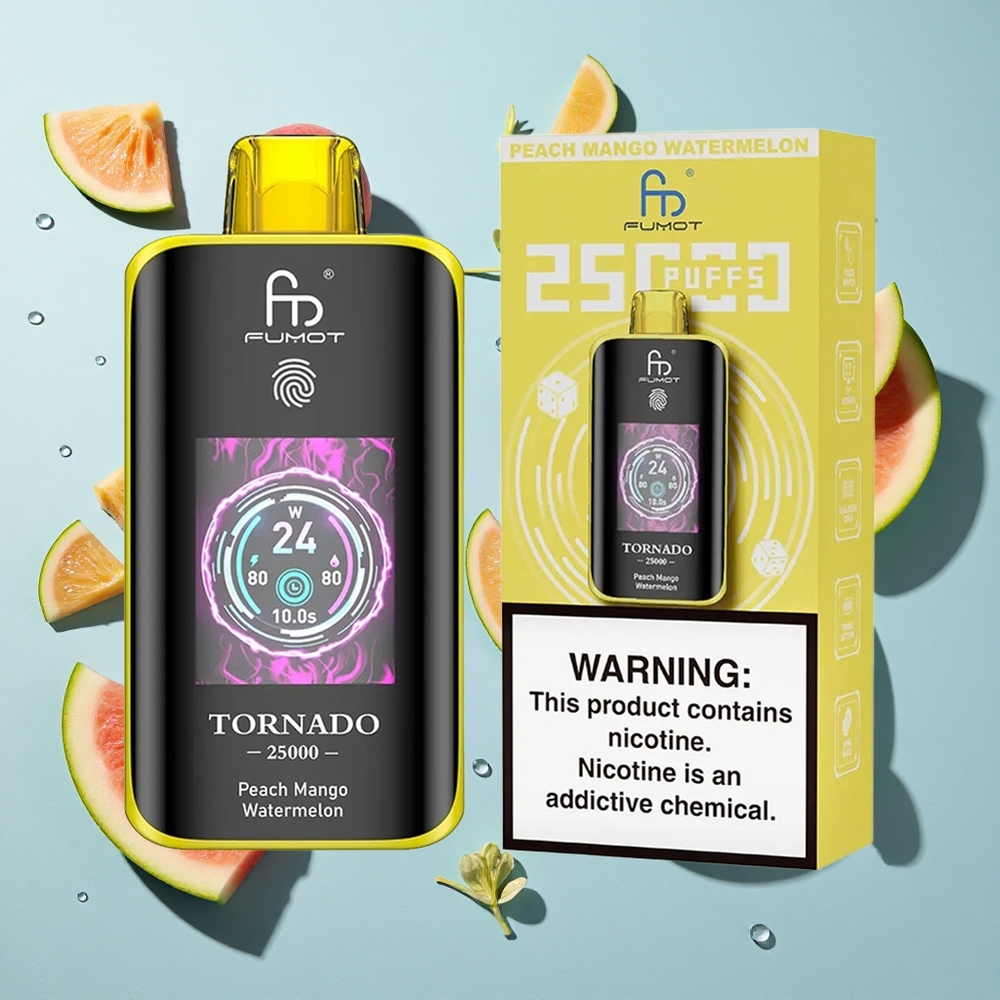 Fumot Tornado 25000 Puffs Peach Mango Watermelon 20ml Ireland Vape Wholesale