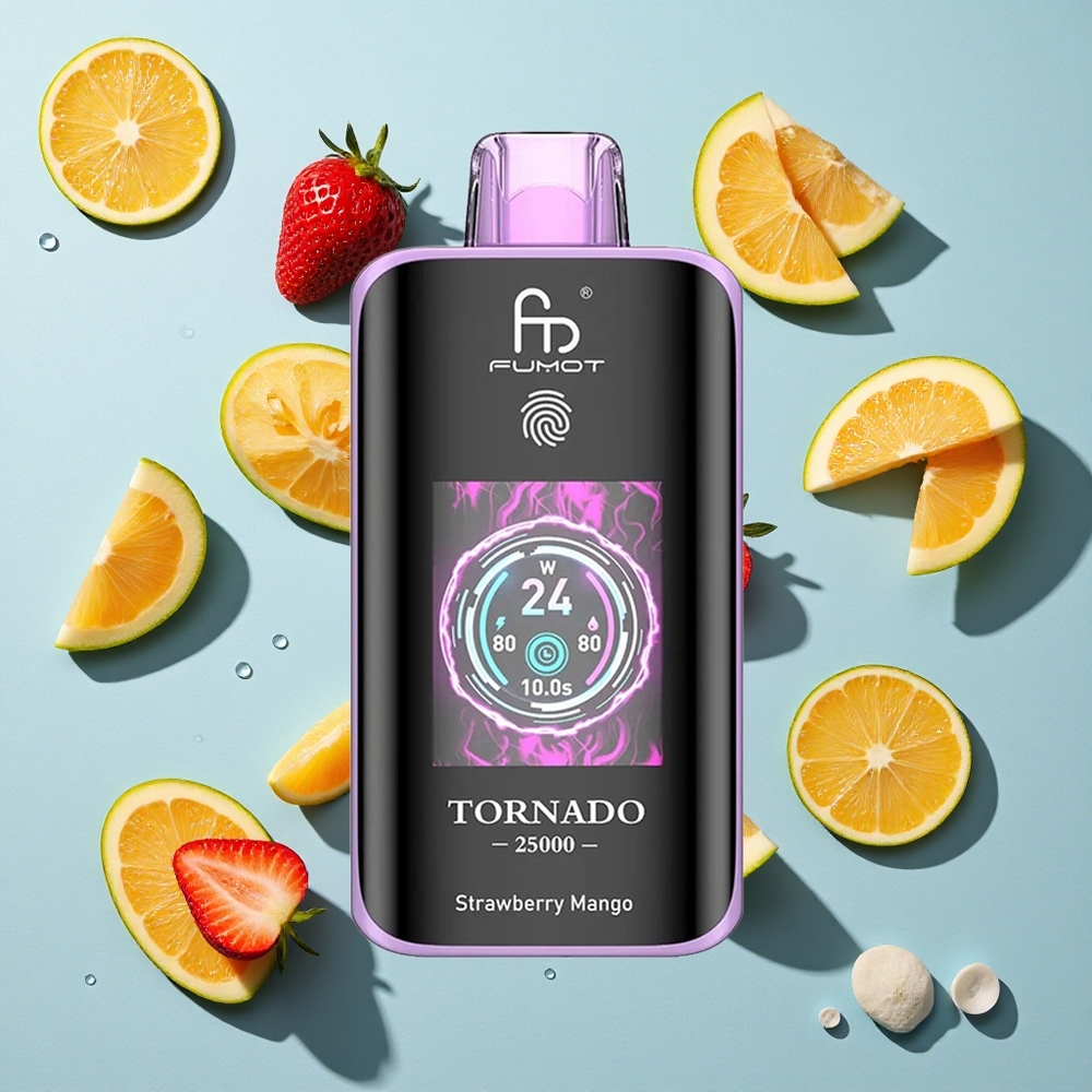 Fumot Tornado 25000 Puffs Strawberry Mango Ireland Vape Wholesale HD Screen