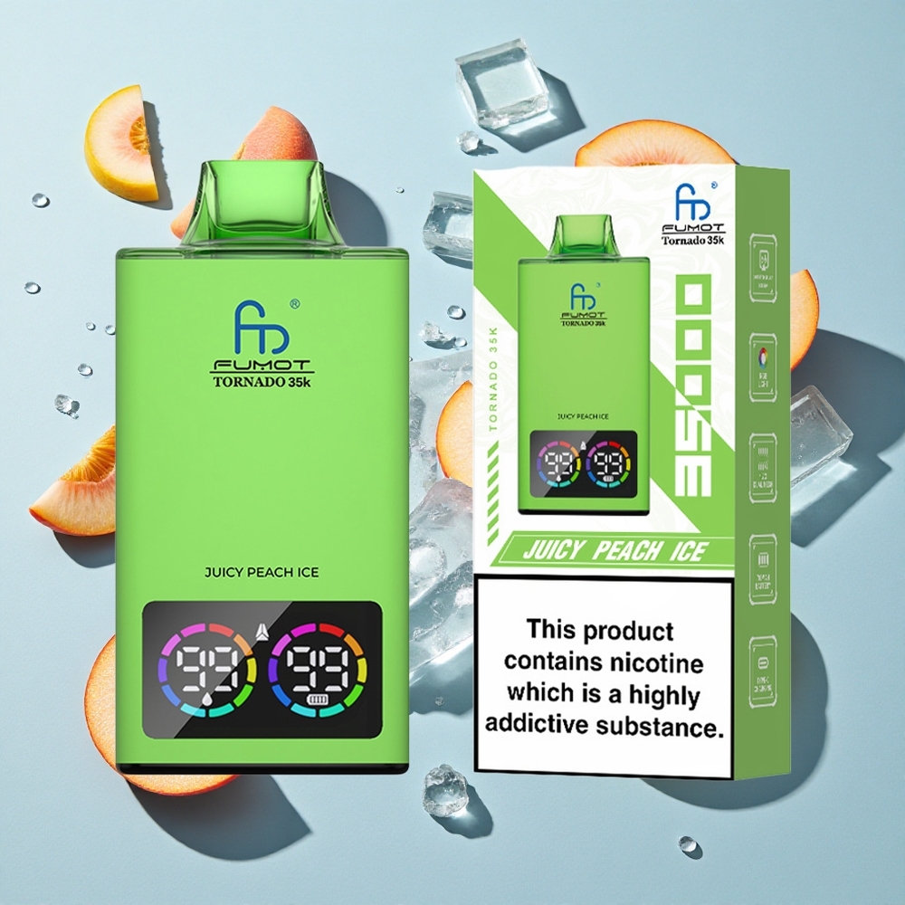 Fumot Tornado 35000 Juicy Peach Ice 15ml Ireland Vape Wholesale USB-C