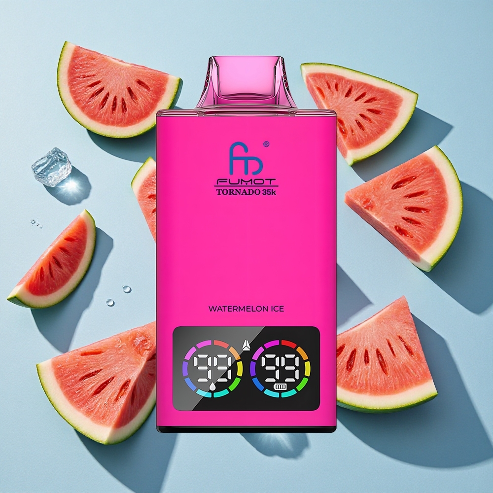 Fumot Tornado 35000 Puffs Watermelon Ice Ireland Vape Wholesale Dual Mesh Coil